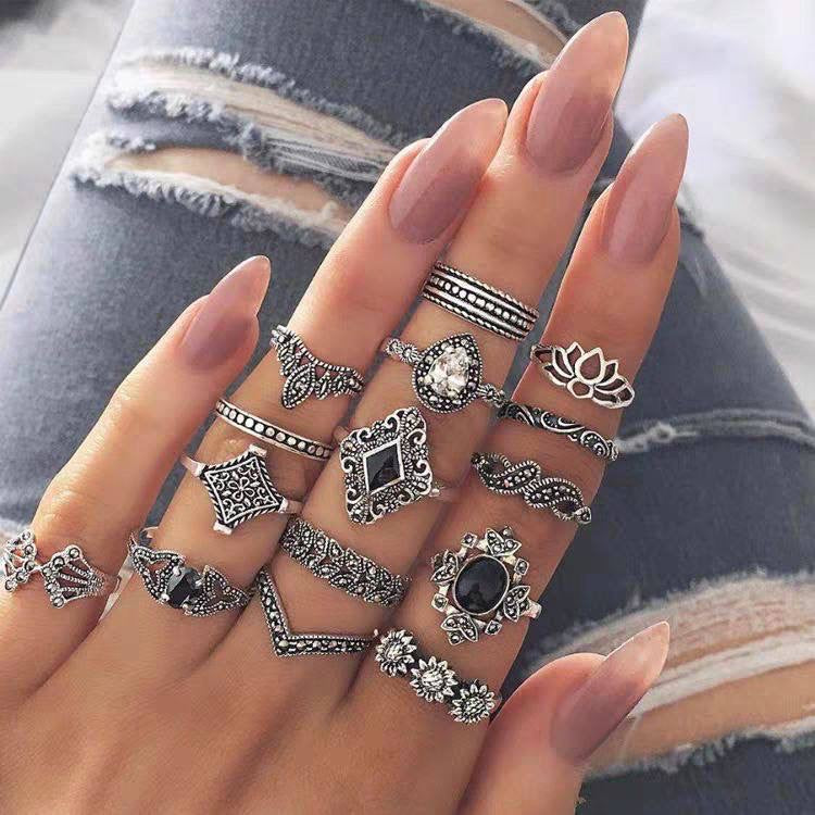 15 PCs Women’s Ring Set – Trendy Fashion Rings for Girls & Ladies