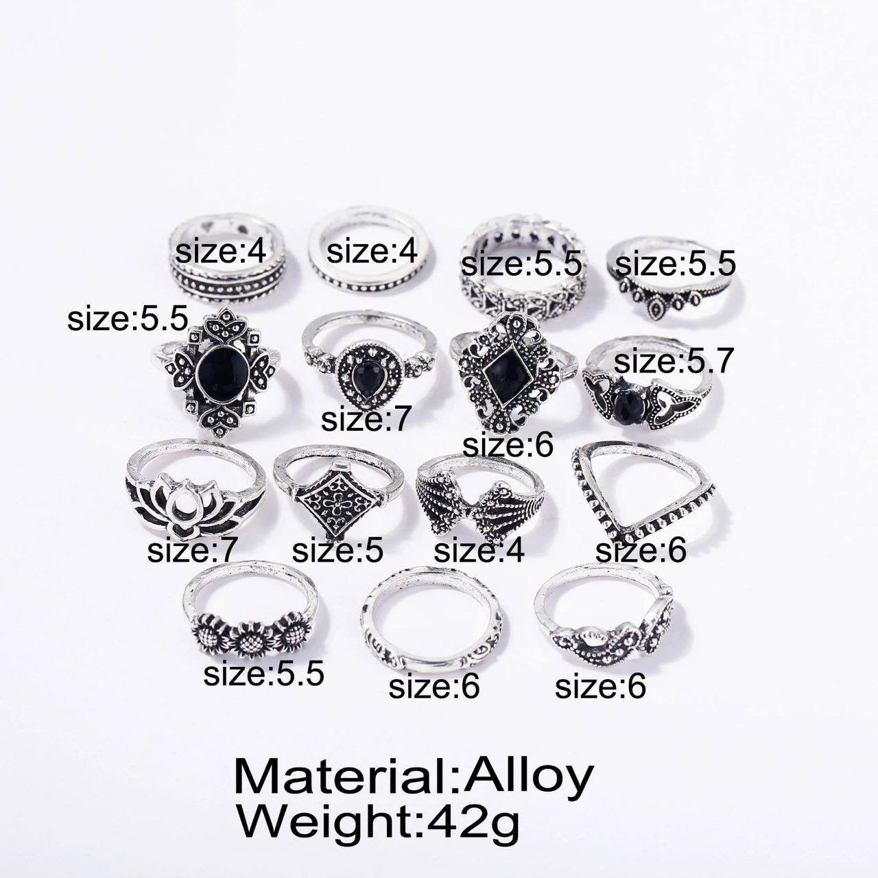 15 PCs Women’s Ring Set – Trendy Fashion Rings for Girls & Ladies