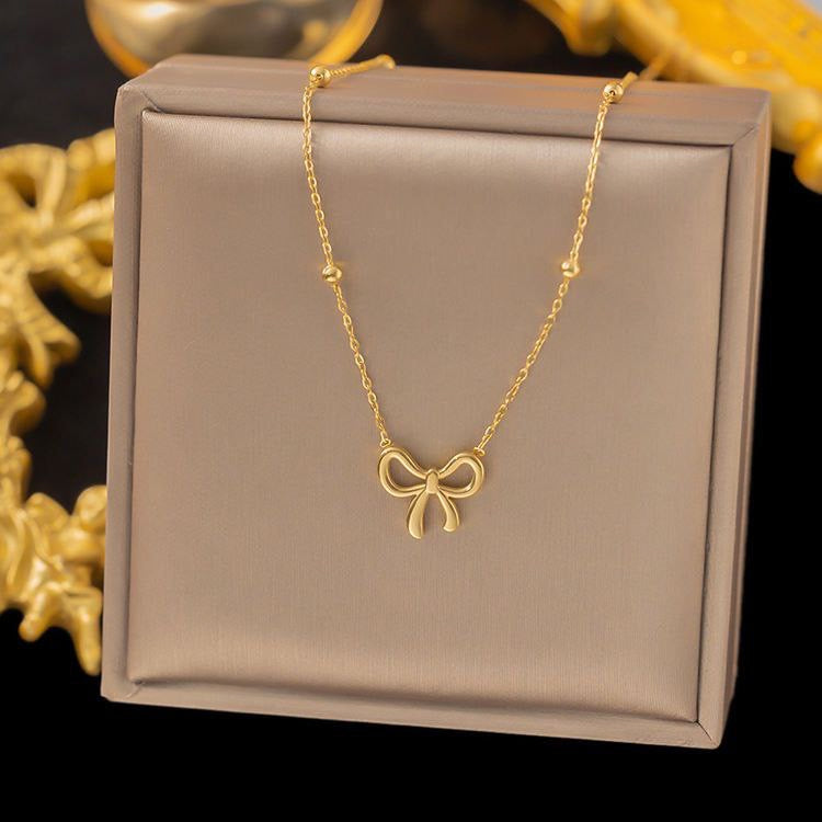 Simple Bow Tie Pendant Necklace Gold Necklace bow Jewelry