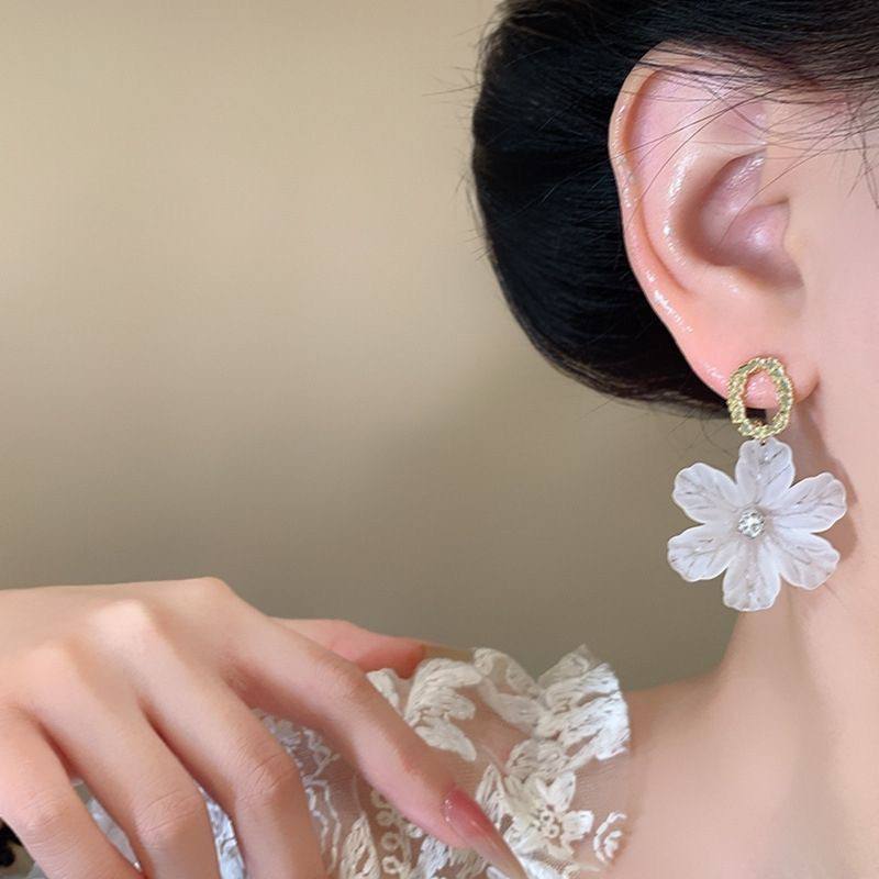 White Flower Earrings