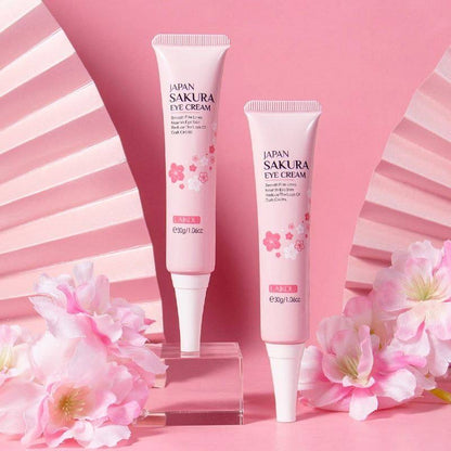 LAIKOU Janpan Sakura Anti-aging Eye Bag Removal Dark Circle Fine Lines Under Eye Dark Circle 30g Eye Cream

Key Features:
Sakura Extract: Contains cherry blossom extract to brighten and refresh the eye area.
Reduces Dark Circles and Puffiness