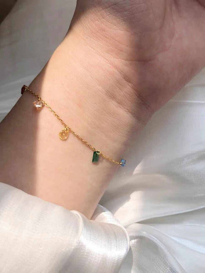 Dainty Multi-Stone Stainless Steel Bracelet(Colour gurantee)