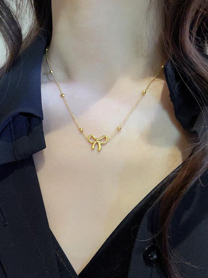 Simple Bow Tie Pendant Necklace Gold Necklace bow Jewelry