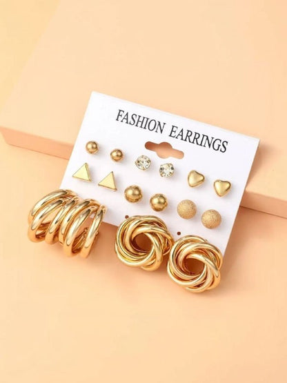 ✨ Vintage Gold Plated Earring Set — Punk & Crystal Stud Collection (Pack of X)