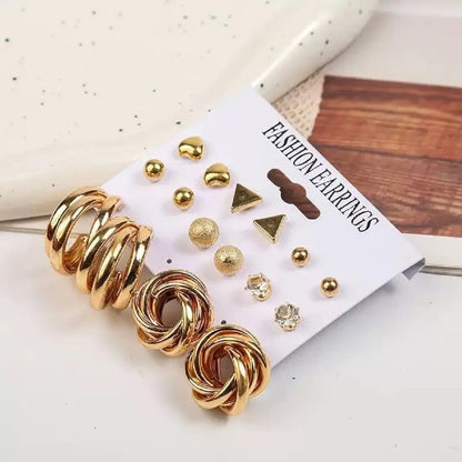 ✨ Vintage Gold Plated Earring Set — Punk & Crystal Stud Collection (Pack of X)