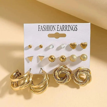 ✨ Vintage Gold Plated Earring Set — Punk & Crystal Stud Collection (Pack of X)