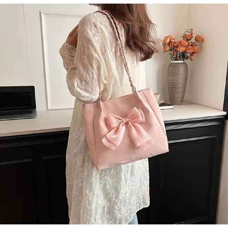 🎀 Cute Bow Shoulder Bag — Ballet Style Underarm Handbag