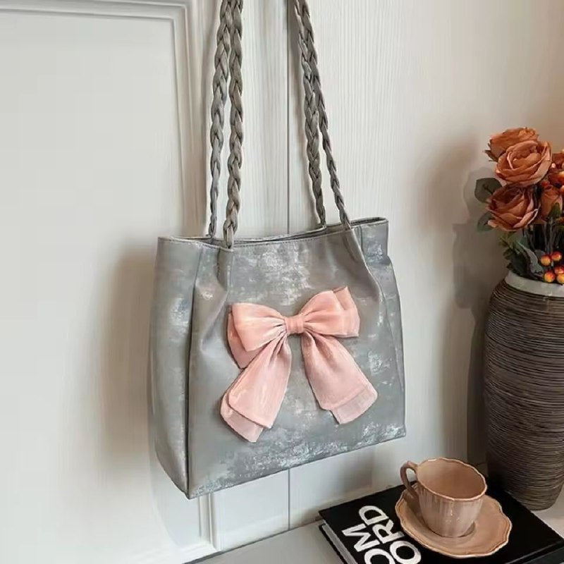 🎀 Cute Bow Shoulder Bag — Ballet Style Underarm Handbag