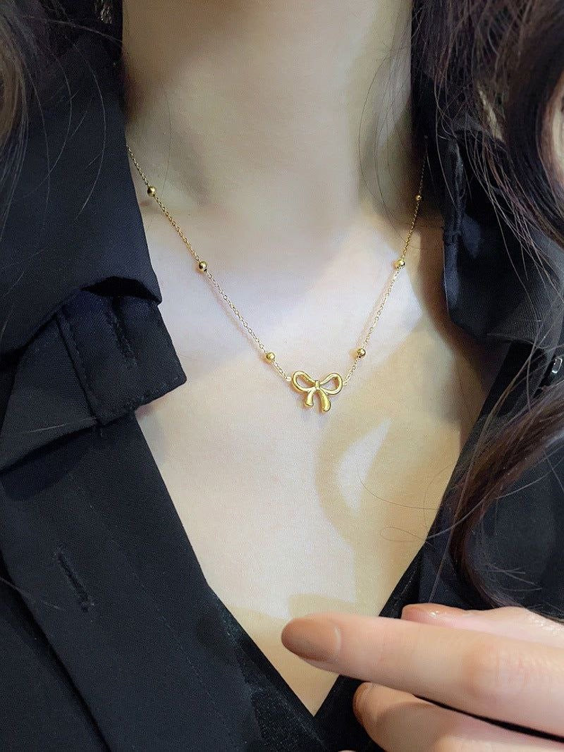 Simple Bow Tie Pendant Necklace Gold Necklace bow Jewelry