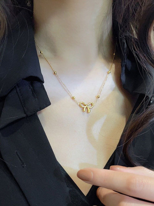 Simple Bow Tie Pendant Necklace Gold Necklace bow Jewelry