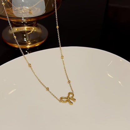 Simple Bow Tie Pendant Necklace Gold Necklace bow Jewelry