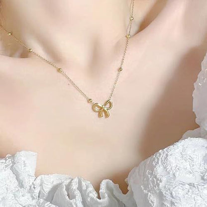 Simple Bow Tie Pendant Necklace Gold Necklace bow Jewelry