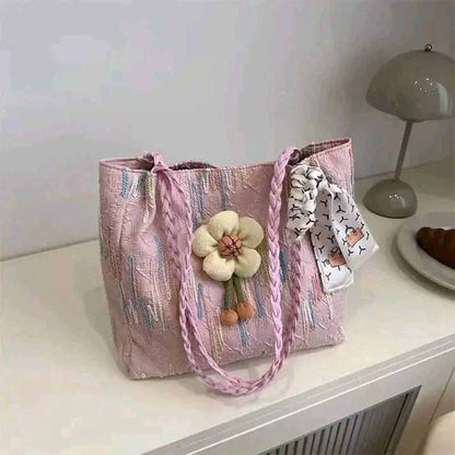 Sunflower Doll Tote Bag with Special Texture Design