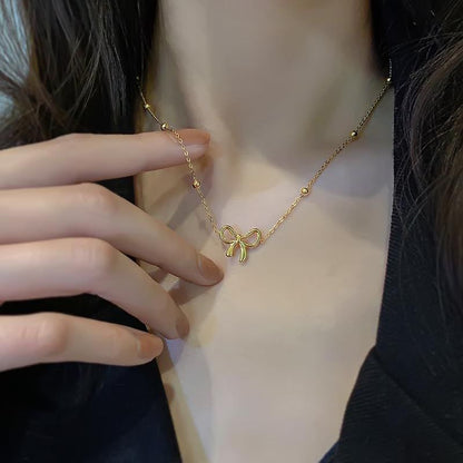 Simple Bow Tie Pendant Necklace Gold Necklace bow Jewelry