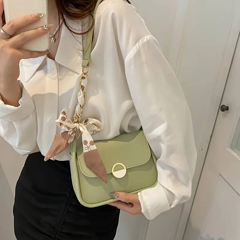 Chic Korean Style Solid Color PU Shoulder Bag