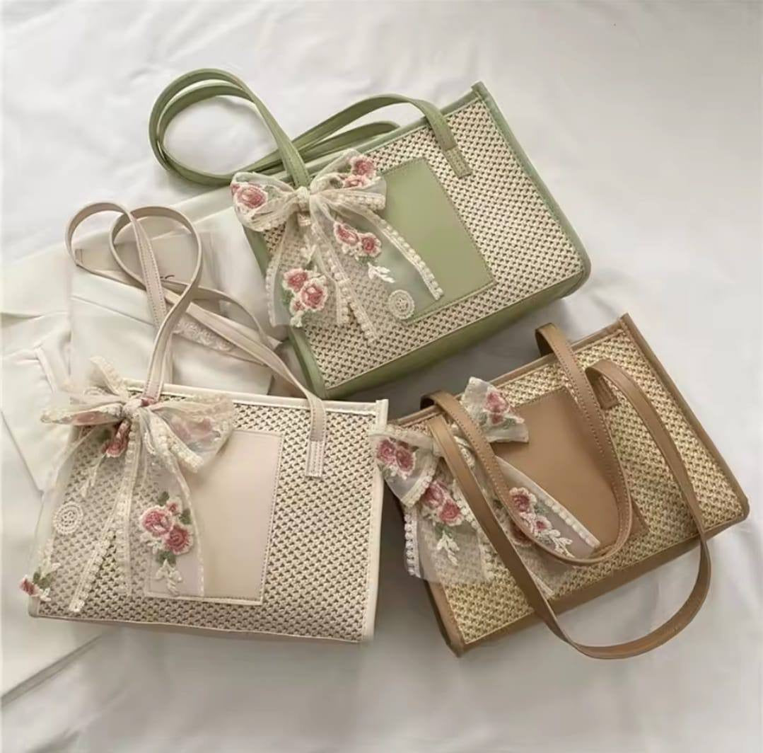 Summer Straw Woven Tote Bag for Women