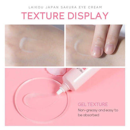 LAIKOU Janpan Sakura Anti-aging Eye Bag Removal Dark Circle Fine Lines Under Eye Dark Circle 30g Eye Cream

Key Features:
Sakura Extract: Contains cherry blossom extract to brighten and refresh the eye area.
Reduces Dark Circles and Puffiness