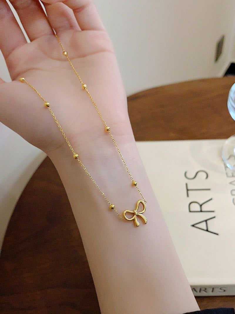 Simple Bow Tie Pendant Necklace Gold Necklace bow Jewelry