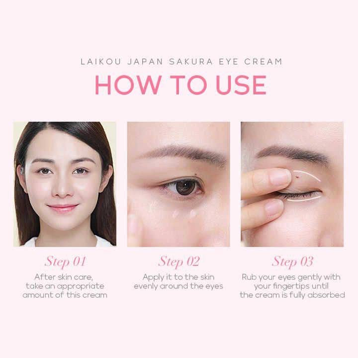 LAIKOU Janpan Sakura Anti-aging Eye Bag Removal Dark Circle Fine Lines Under Eye Dark Circle 30g Eye Cream

Key Features:
Sakura Extract: Contains cherry blossom extract to brighten and refresh the eye area.
Reduces Dark Circles and Puffiness