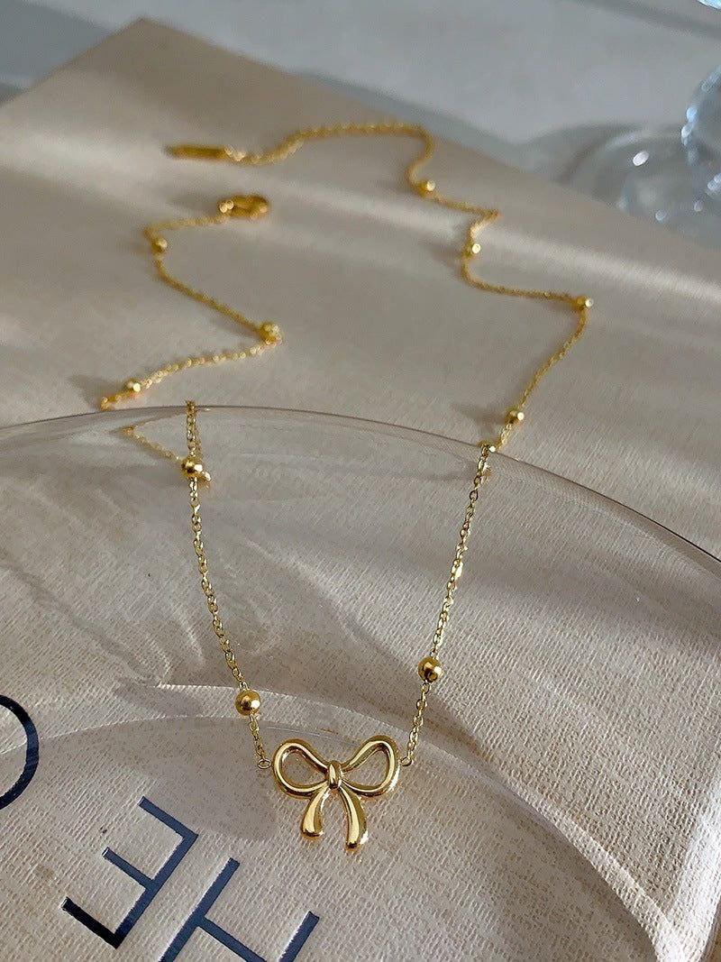 Simple Bow Tie Pendant Necklace Gold Necklace bow Jewelry