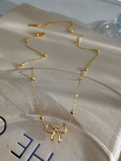 Simple Bow Tie Pendant Necklace Gold Necklace bow Jewelry