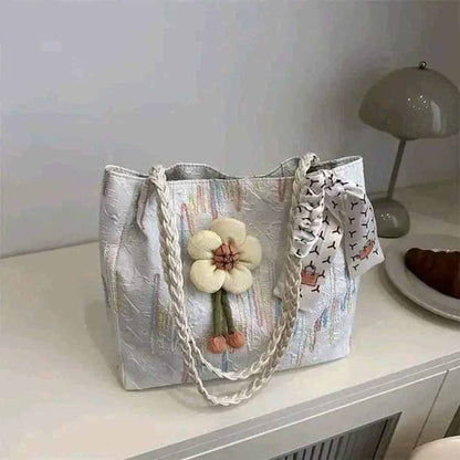 Sunflower Doll Tote Bag with Special Texture Design