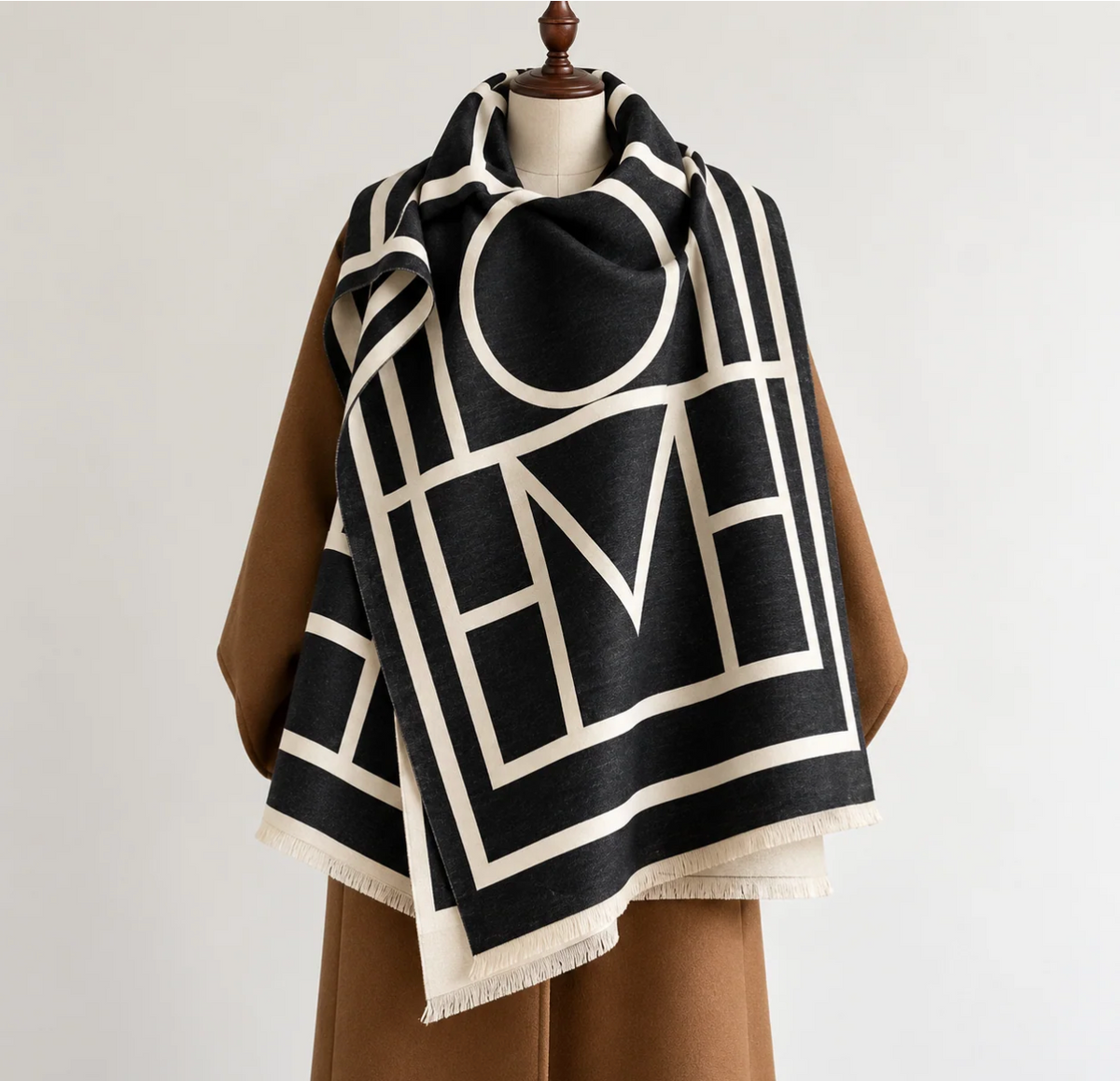 Camel Check Luxe Cotton Shawl