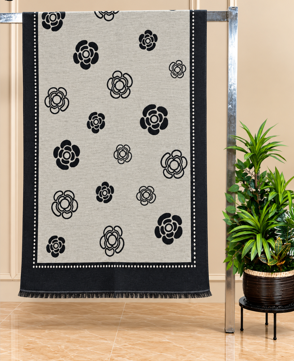 Ivory Bloom Floral Cotton Shawl