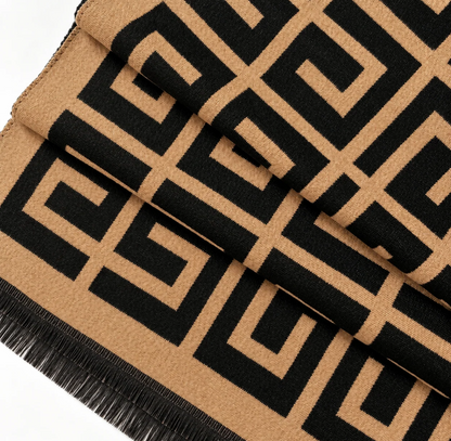 Golden Maze Geometric Cotton Shawl
