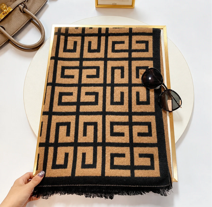 Golden Maze Geometric Cotton Shawl