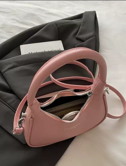 Minimalist Leather-Finish Hobo Bag