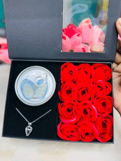 Wish Pearl + 12 Pieces Rose Flower Combo (With Premium Bag)