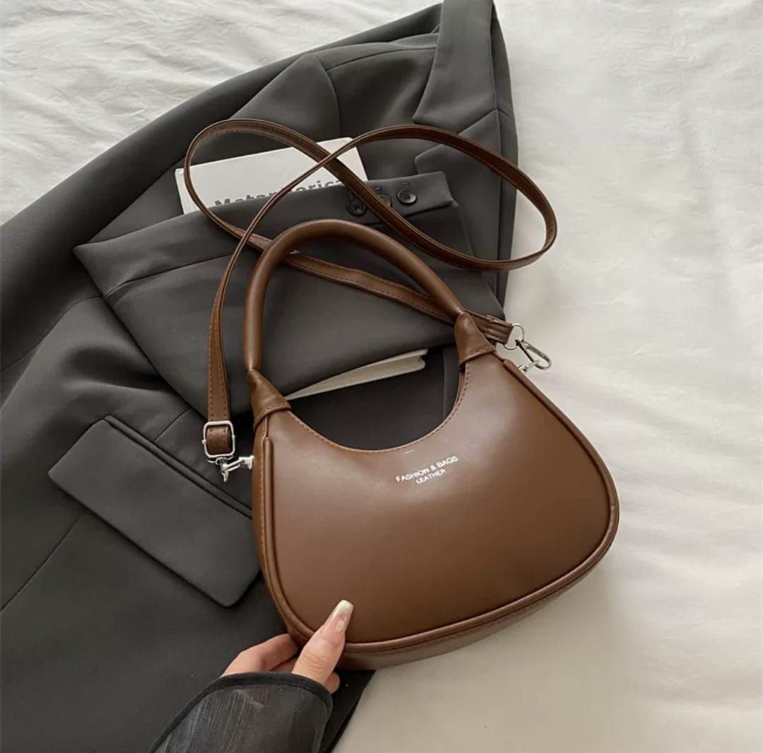 Minimalist Leather-Finish Hobo Bag