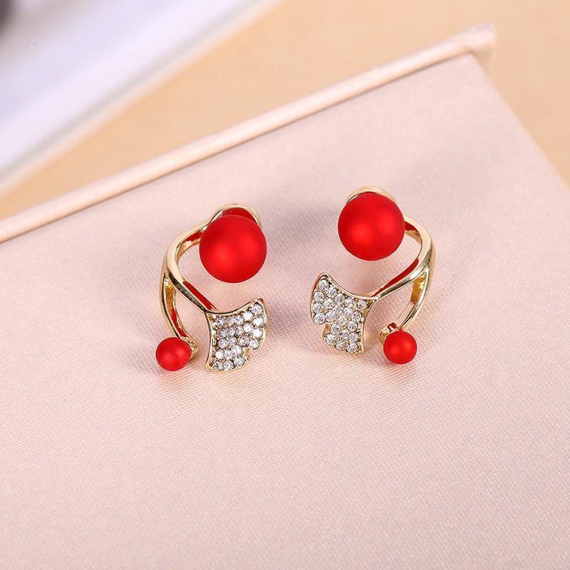 retro Hepburn style red earrings