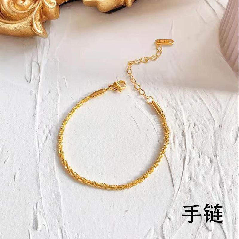 Trendy Stainless Steel Twist Rope Chain Necklace Bracelet Set 18k Gold Plated Jewelry Set for Women