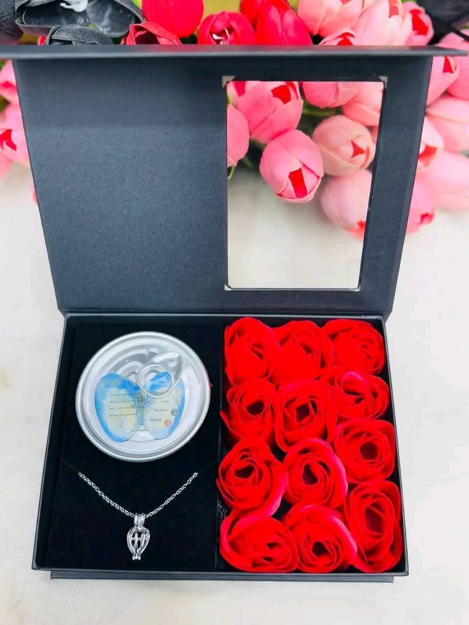 Wish Pearl + 12 Pieces Rose Flower Combo (With Premium Bag)