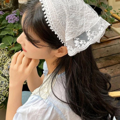 Modern Hair Scarf Soft And Comfortable Lace Flower Headbands Bohomian Hair Bandanas For Women And Girl
