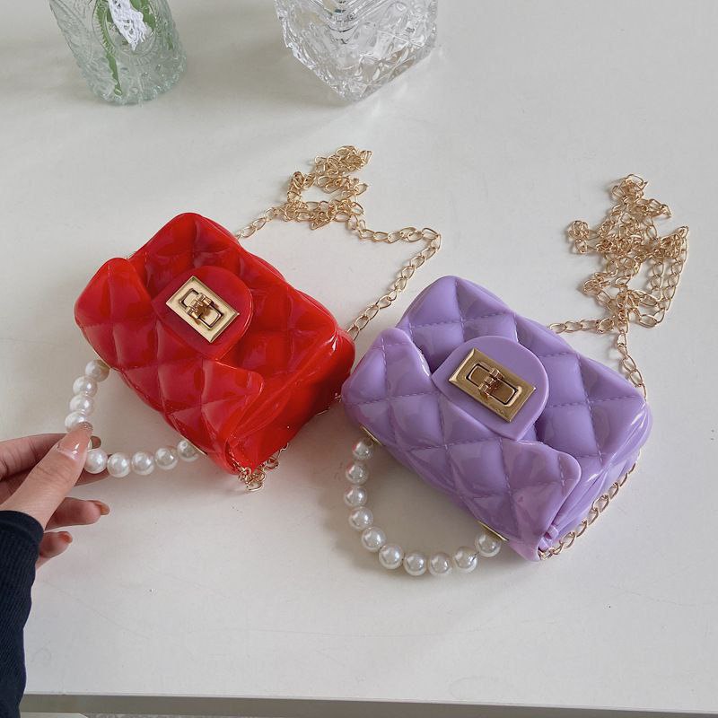 Bagbin Designer sling bag and Handbags baby girls | Purse Small Pearl Handbags Kids Jelly Purse Bag With Chains 
Jelly bag
