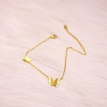 18K Gold Plated Titanium Steel Butterfly Anklet|Anti-Tarnish & Waterproof