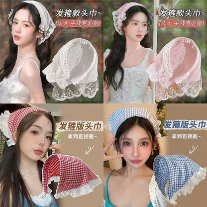 Modern Hair Scarf Soft And Comfortable Lace Flower Headbands Bohomian Hair Bandanas For Women And Girl