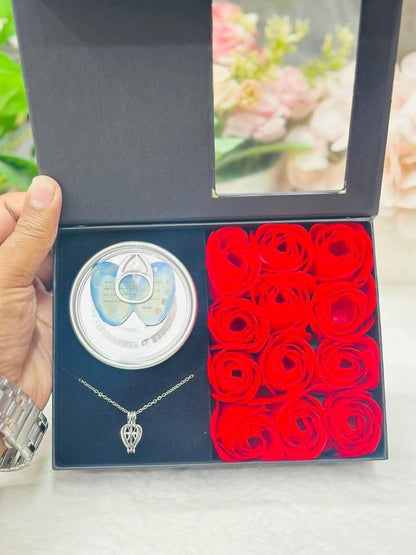 Wish Pearl + 12 Pieces Rose Flower Combo (With Premium Bag)