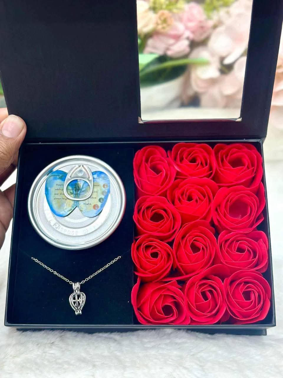 Wish Pearl + 12 Pieces Rose Flower Combo (With Premium Bag)