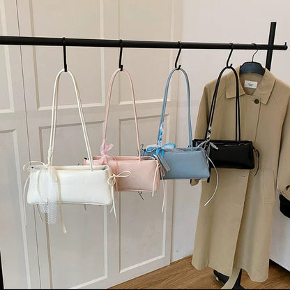 Elegant Ribbon-Tie Baguette Bag