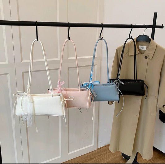 Elegant Ribbon-Tie Baguette Bag