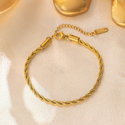 Trendy Stainless Steel Twist Rope Chain Necklace Bracelet Set 18k Gold Plated Jewelry Set for Women