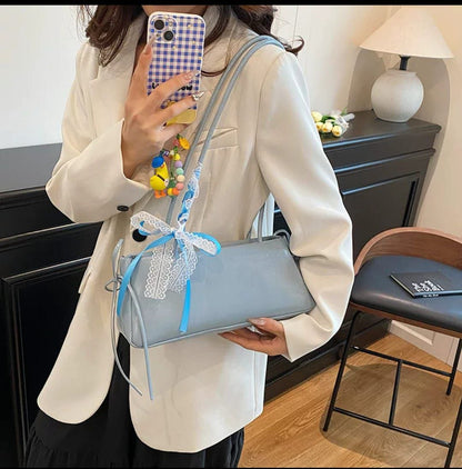 Elegant Ribbon-Tie Baguette Bag