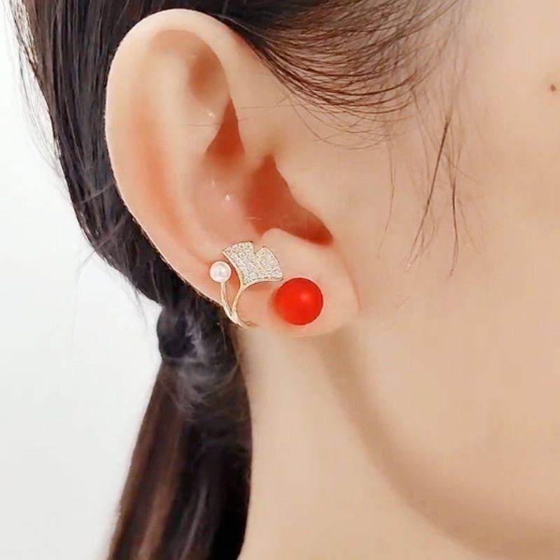 retro Hepburn style red earrings