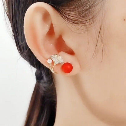 retro Hepburn style red earrings