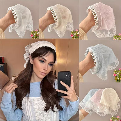 Modern Hair Scarf Soft And Comfortable Lace Flower Headbands Bohomian Hair Bandanas For Women And Girl