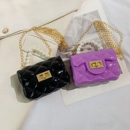 Bagbin Designer sling bag and Handbags baby girls | Purse Small Pearl Handbags Kids Jelly Purse Bag With Chains 
Jelly bag